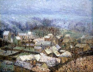 Winter at Pontoise (olja på duk) av Gustave Loiseau