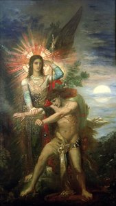 Jakob och ängeln, 1878 av Gustave Moreau
