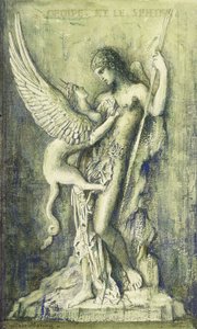 Oidipus och sfinxen; Oedipe et le Sphinx, av Gustave Moreau