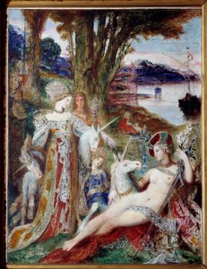 Enhörningsmålningen av Gustave Moreau (1826-1898) 1885, Olja på duk av Gustave Moreau