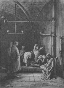 Toaletten i en fristad av Gustave after Dore
