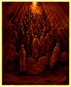 Änglarna i planeten Merkurius, illustration från The Dore Gallery, publicerad ca 1890 (digitalt förbättrad bild) av Gustave after Dore