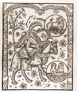 Herdekalender - Månadernas arbete - Maj - Träsnitt från boken från 1496 tryckt av Guy Marchant (Guido Mercator) i Troyes - Trästick i "Le grand Calendrier et compost des shepherds" -