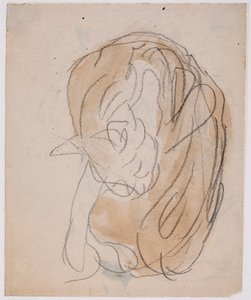 Kattstudier (akvarell med blyerts på papper) av Gwen John