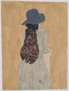 Figur i kyrka (blyerts  gouache på papper) av Gwen John