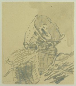 Fishermens Baskets (grå tvätt på papper) av Gwen John