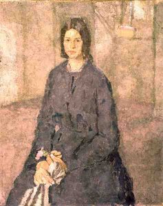 Flicka som håller en ros, ca 1915-25