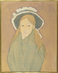 Teine ma le pulou tele ma le lauulu lanu mago, 1910s (wc, gouache ma graphite i luga o pepa) fa