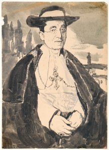 Påven Benedictus XV (gouache med lavering på papper) av Gwen John