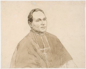 Porträtt av en kardinal (kol och akvarell på papper) av Gwen John