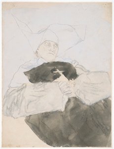 The Dying Nun (blandteknik på papper) av Gwen John