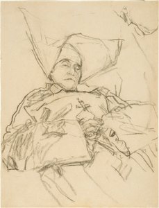 Den döende nunnan (conte-krita på papper) av Gwen John