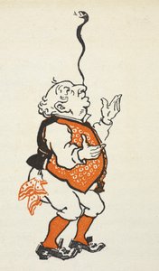 Illustration av en smart klädd man som balanserar en orm på näsan.