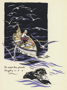 Peter Pan och Wendy: Det var piratjollen (färg litho)