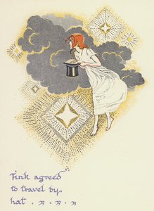 Peter Pan och Wendy: Tink gick med på att resa med hatt (färg litho)
