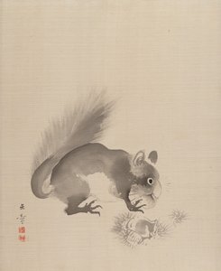 Ekorre som äter kastanjer, 1887-92. av Gyokusho Kawabata