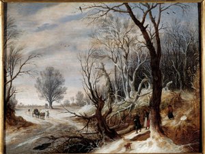 Snölandskapsmålning av Gysbrecht Lytens (1586-1656) 1600-talet. Quimper Museum of Fine Arts