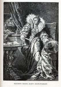 Elizabeth undertecknade Marys dödsdom, 1882 av Gyula Benczúr