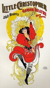 Underhållning. Dansa. Cancan dansare. Affisch av H.A. Thomas för en föreställning på Little Christopher Theatre, New York, USA, ca 1895 (affisch) av H.A. Thomas