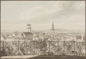 Utsikt från Rundetårn över Köpenhamn till Frederiksberg slott av H.G.F. Holm