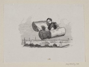 Illustration till "Den flygande resväskan" i H.C. Andersen, "Sagor och berättelser", volym 1 av H.P. Hansen