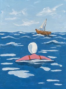 Simmare och båt i fjärran av HUGO