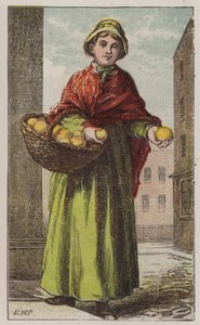 Orange flicka (färg litho) av H.W. (after) Petherick