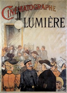 Affisch för biografen till bröderna Lumiere på kaféet i december 1895 (illustration)