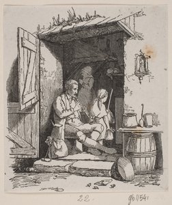 En italiensk musiker som sitter i en öppen dörr av H. C. Henneberg