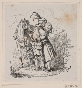 En ryttare kysser en ung flicka av H. C. Henneberg