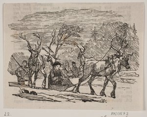 Slädetur med renar av H. C. Henneberg