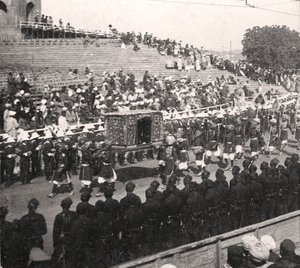 En statlig palankin i en kunglig procession, Delhi, Indien, 1912.