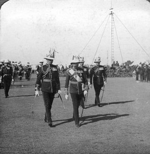 Kung George V 1865-1936 med brigadgeneral Sir R Grimston, Delhi, Indien, 1912.