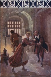 "Klockan nio i kväll", sa hon till honom (färg litho)
