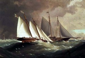 "Esmerelda" och "Alarm" utanför Eddystone Lighthouse av H. Forrest