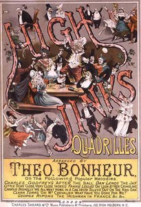 Framsidan av partituret till "High Jinks Quadrilles", arrangerat av Theo Bonheur (färglitografi)