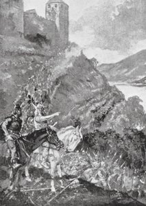 Teutoner och kelter förenas i strävan att driva romarna från Gallien (litografi) av H. M. (after) Burton