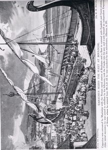Carausius griper flottan vid Boulogne, illustration från 