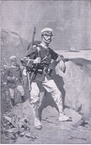 En japansk soldat (litho) av H. M. Koekkoch
