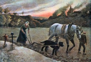 Kvinnan på fälten, 1915. av H. Mouren