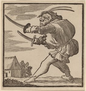 Puckelrygg med två svärd av H. Numan after Jacques Callot