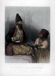 En persisk prins, hans slav ger honom sorbet, 1800-talet