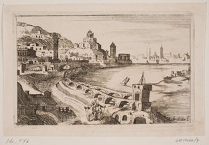 Riverside med orientalisk stad av H. Rosenkilde
