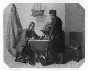 Willem Barents och Jacob van Heemskerk kartlägger sin rutt, 1596 c1870