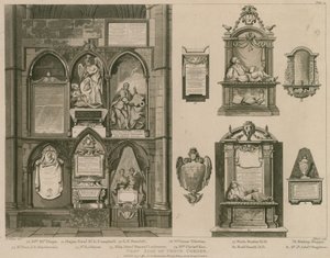 Västra sidan av Poets Corner, Westminster Abbey, London av H. Villiers
