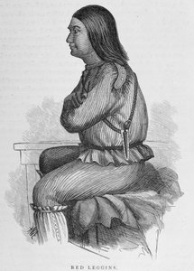Red Leggins, chef vid Fort Yukon, från "Alaska och dess resurser", av William H. Dall, graverad av John Andrew, pub. 1870
