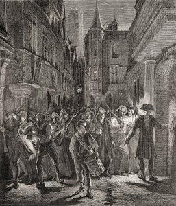 Paris bevakad av folket, graverad av Pannemaker-Ligny (gravyr) av H. de la (after) Charlerie