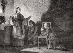 Ludvig XVI (1754-93) vid bön före hans avrättning