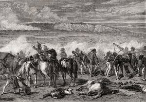 Slaget vid Jemappes, 6 november 1792, graverat av Alexandre Hurel av H. de la Charlerie