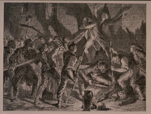 Massakern i fängelserna i september 1792, graverad av Jean-Baptiste Charles Carbonneau (f.1815)